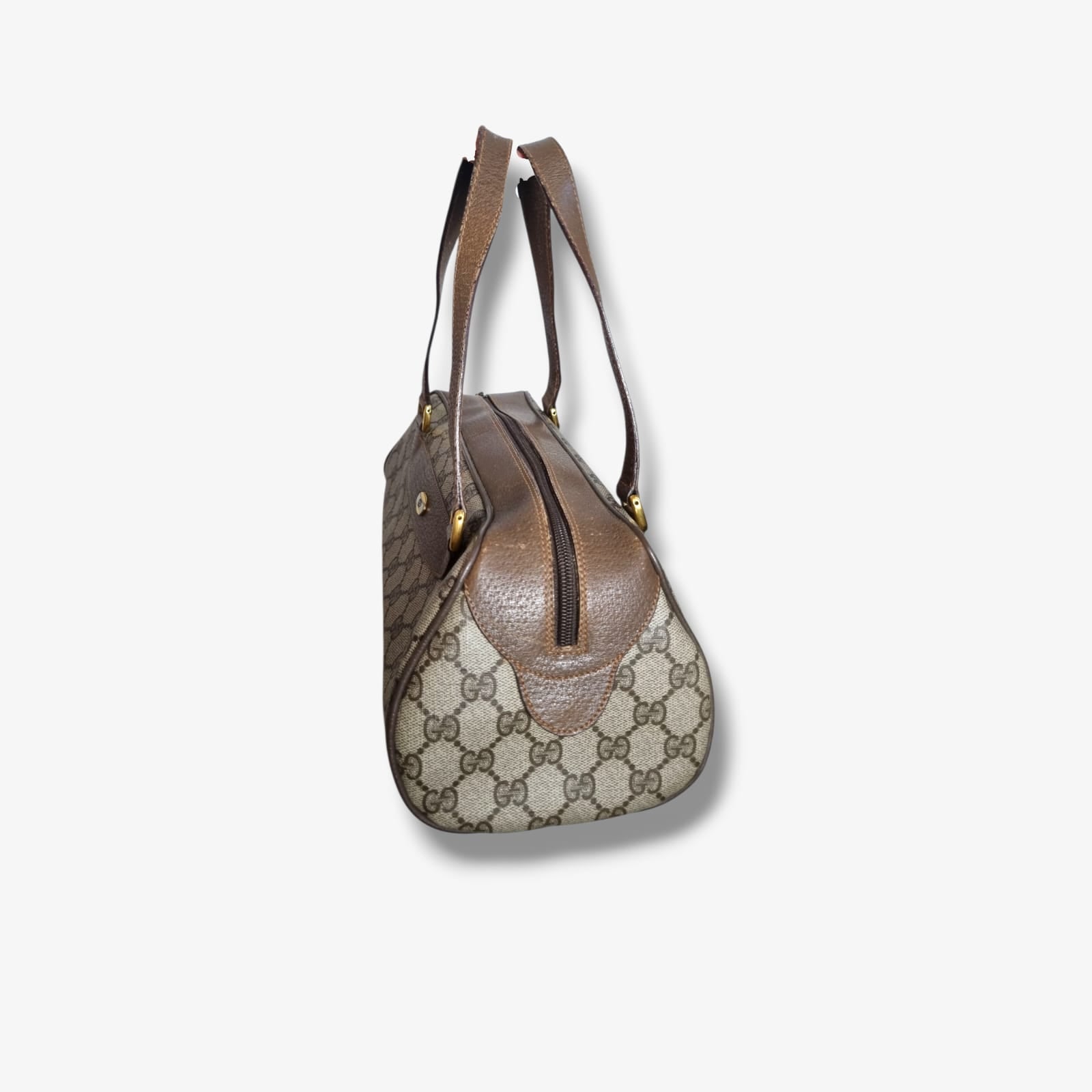 Sac Gucci vintage en toile GG Canvas et cuir marron