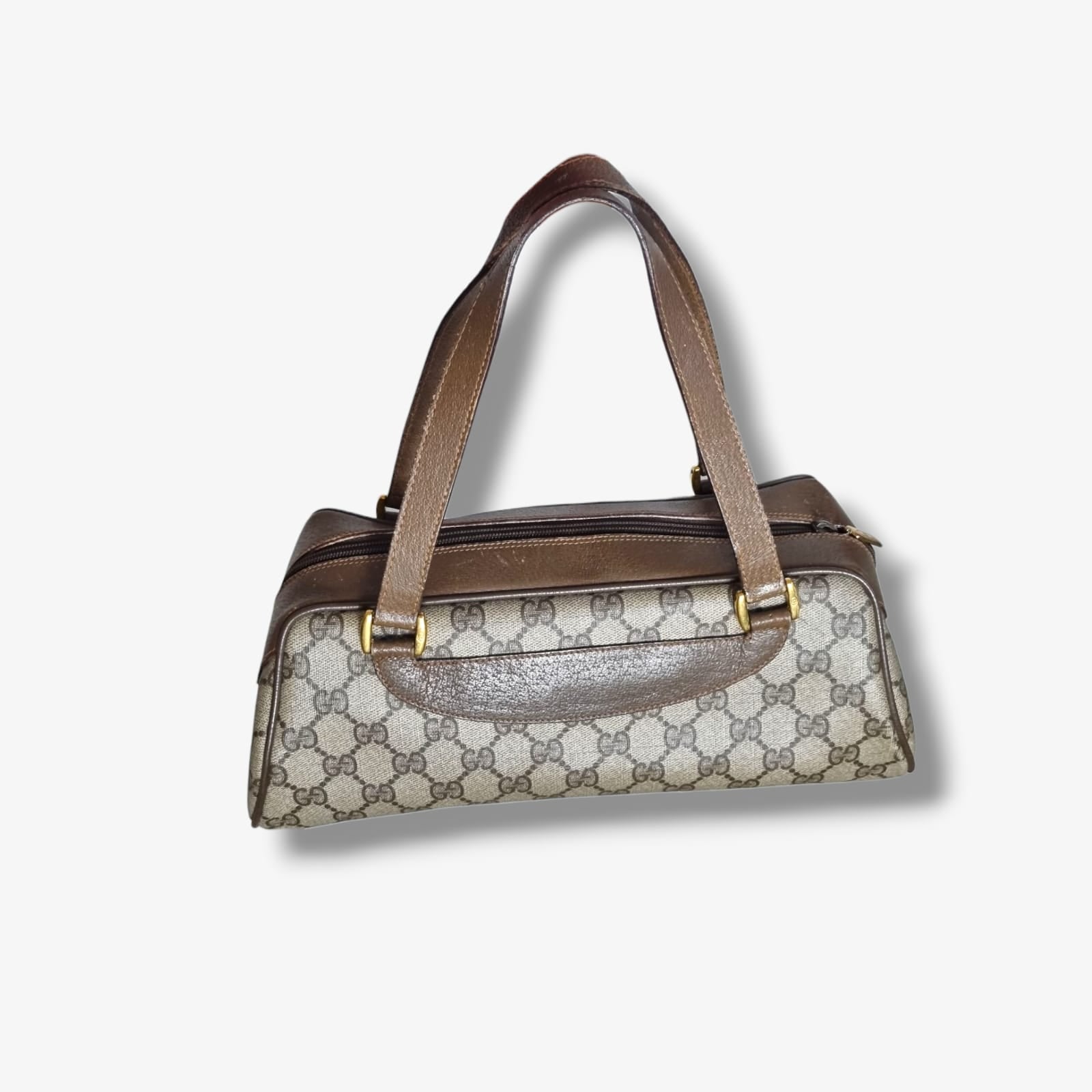 Sac Gucci vintage en toile GG Canvas et cuir marron