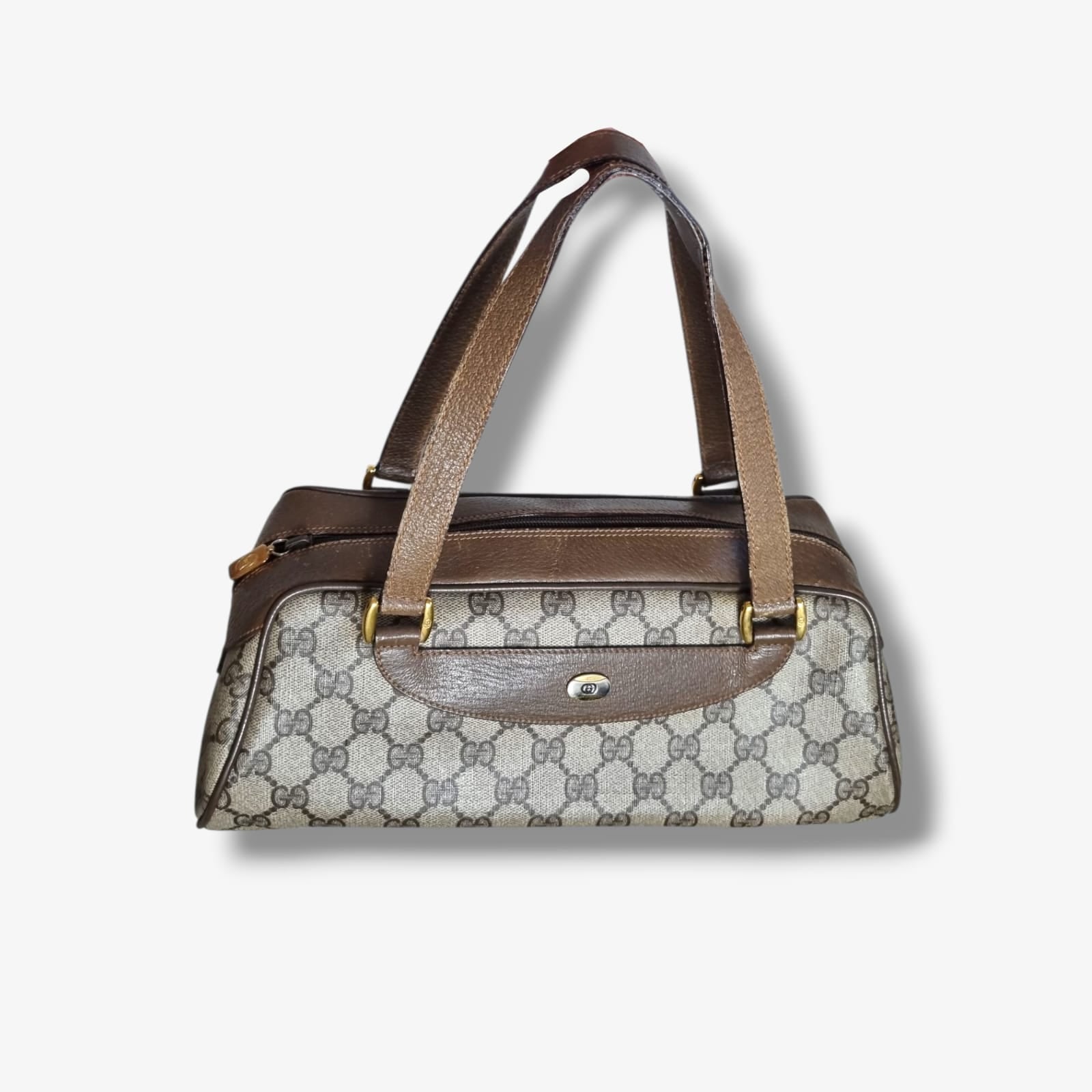 Sac Gucci vintage en toile GG Canvas et cuir marron