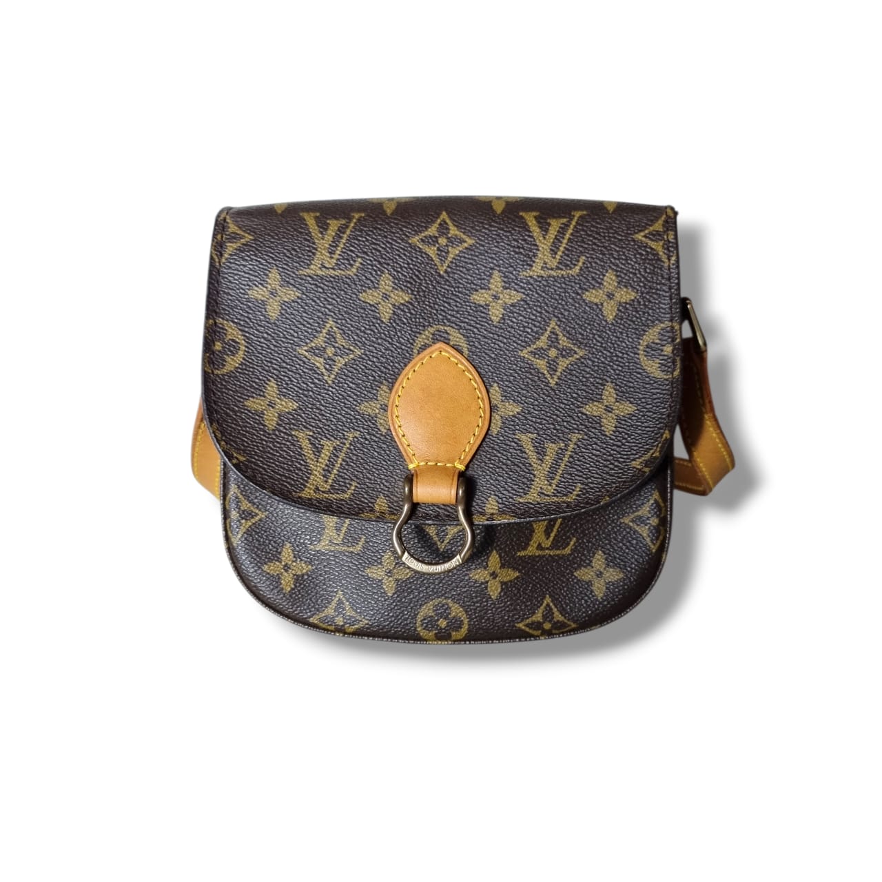 Sac Louis Vuitton Saint Cloud en toile Monogram avec bandoulière en cuir naturel