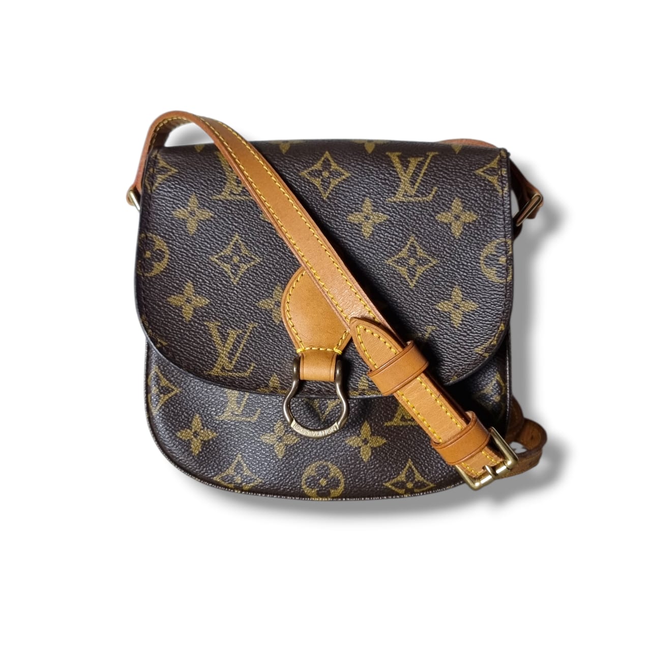 Sac Louis Vuitton Saint Cloud en toile Monogram avec bandoulière en cuir naturel