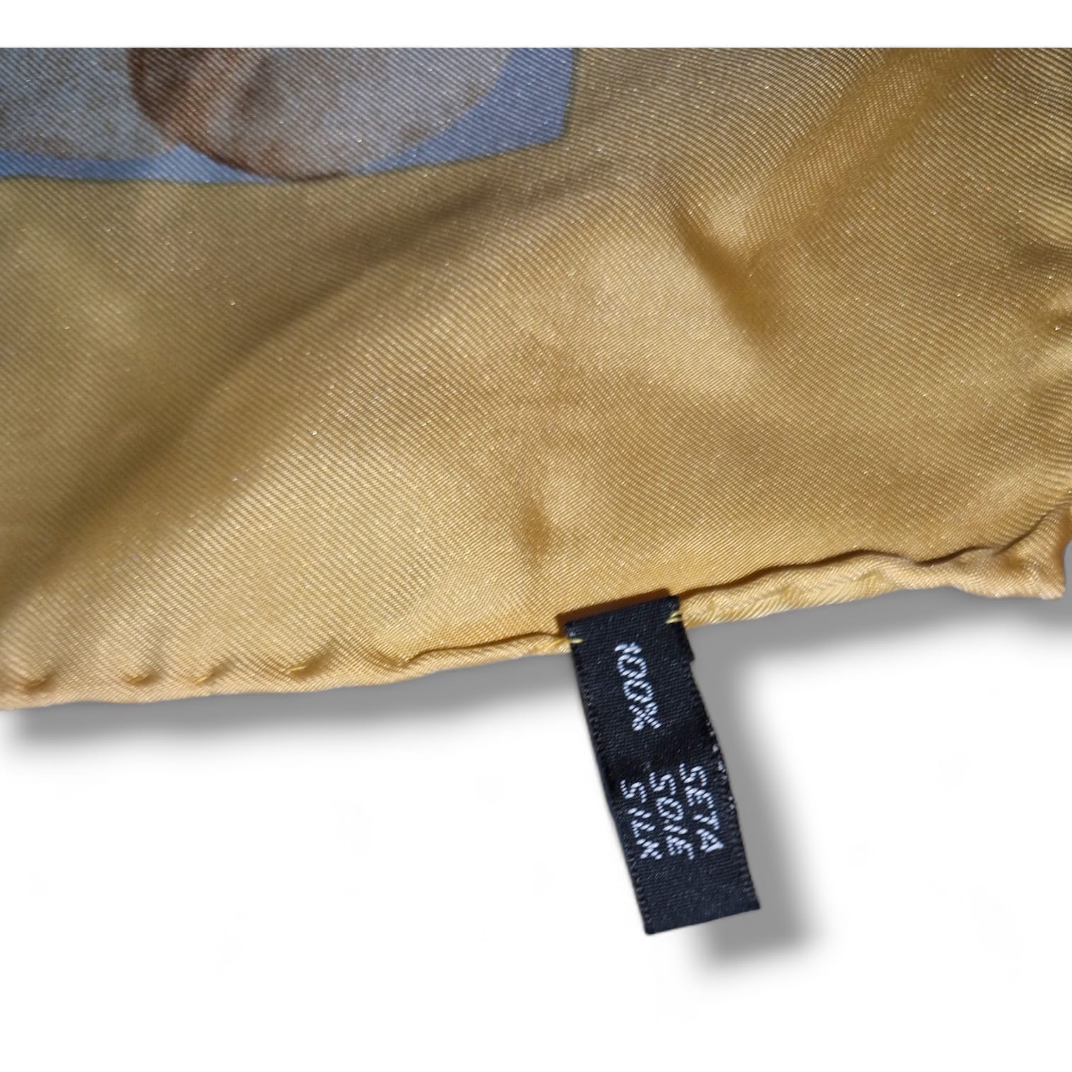 Foulard CELINE Paris 100% soie beige doré motif chaînes vintage