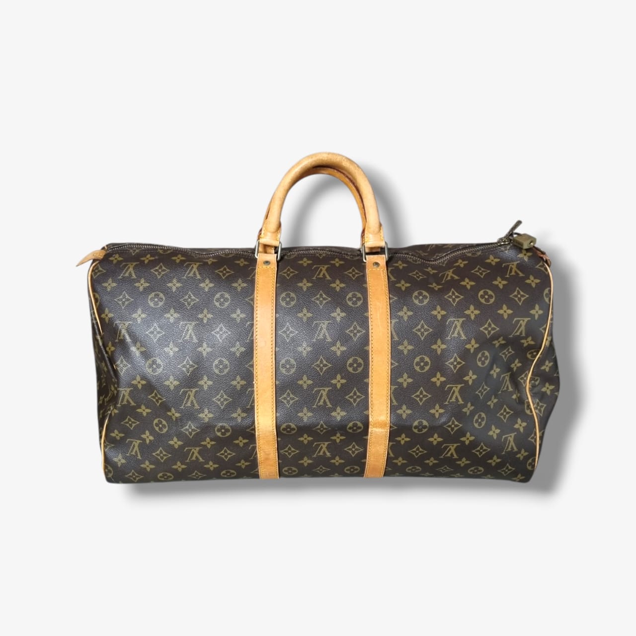 Louis Vuitton Keepall 55 Monogram vintage sac de voyage toile marron cuir patiné
