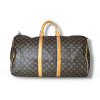 Louis Vuitton Keepall 55 Monogram vintage sac de voyage toile marron cuir patiné