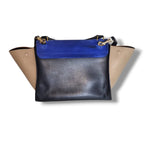Sac Céline Trapèze tricolore bleu noir beige cuir