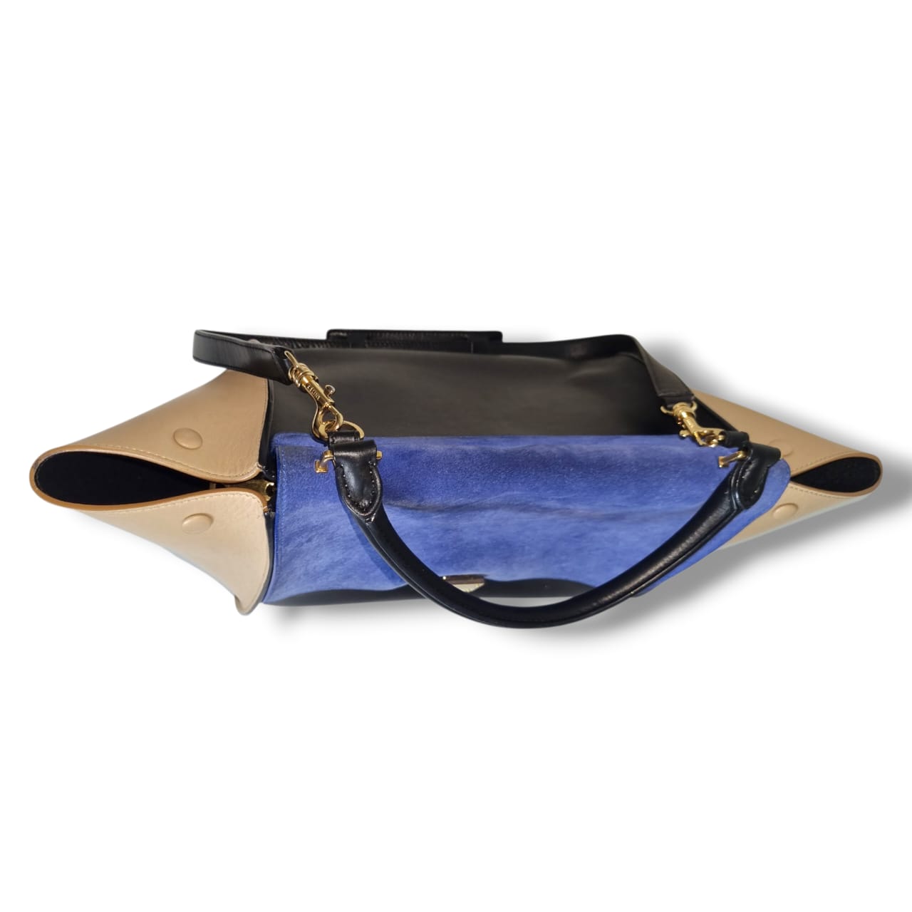 Sac Céline Trapèze tricolore bleu noir beige cuir