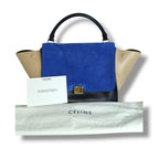 Sac Céline Trapèze tricolore bleu noir beige cuir