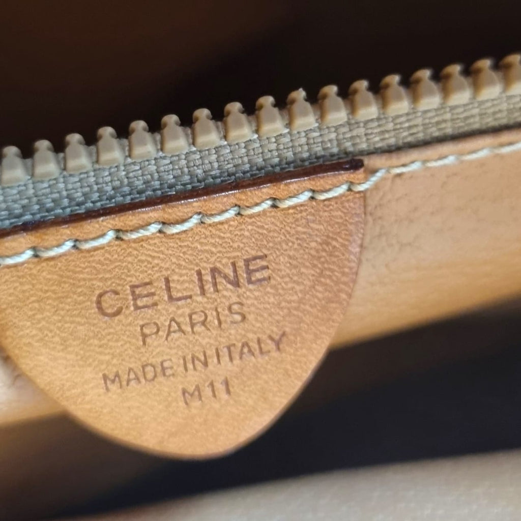 sac celine macadam blason vintage toile triomphe cuir fauve