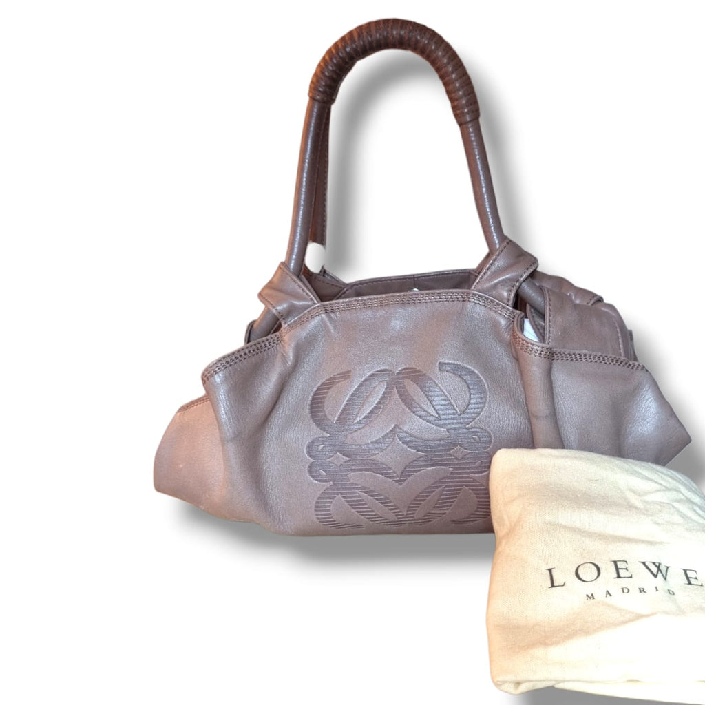 sac loewe cuir taupe anagram vintage