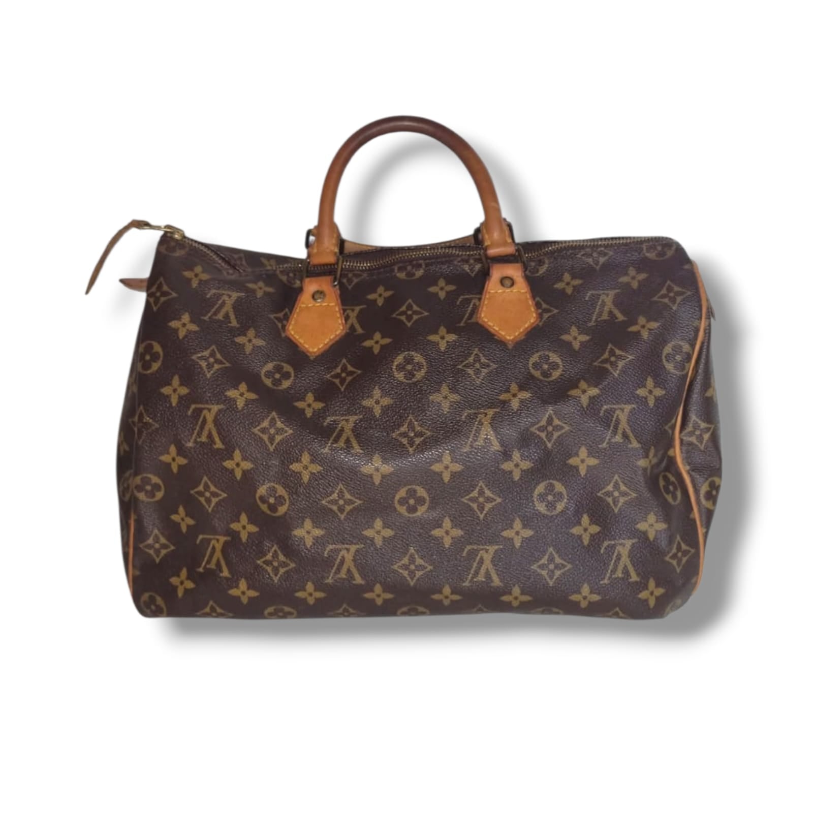 Sac Louis Vuitton Speedy 30 monogram avec anses en cuir patiné