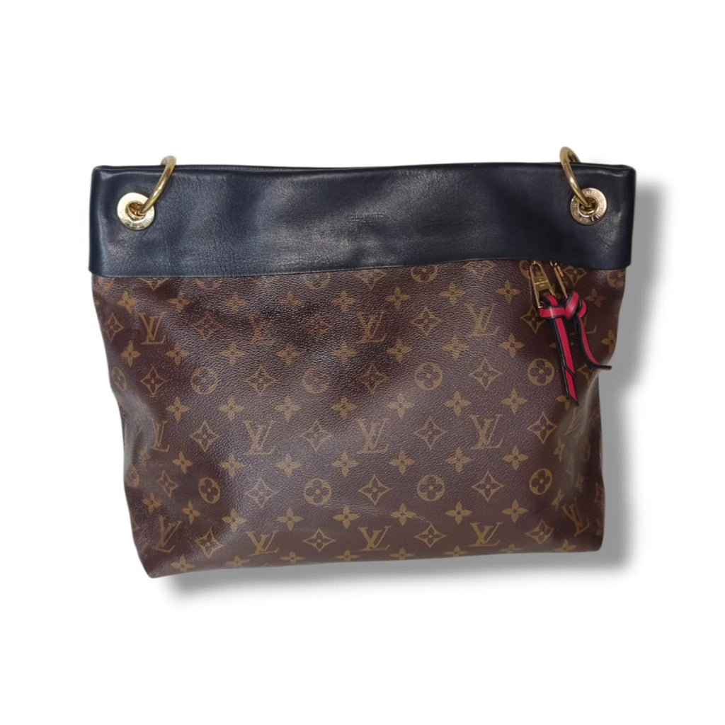 Sac Louis Vuitton Tuileries Hobo Monogram toile marron cuir noir occasion
