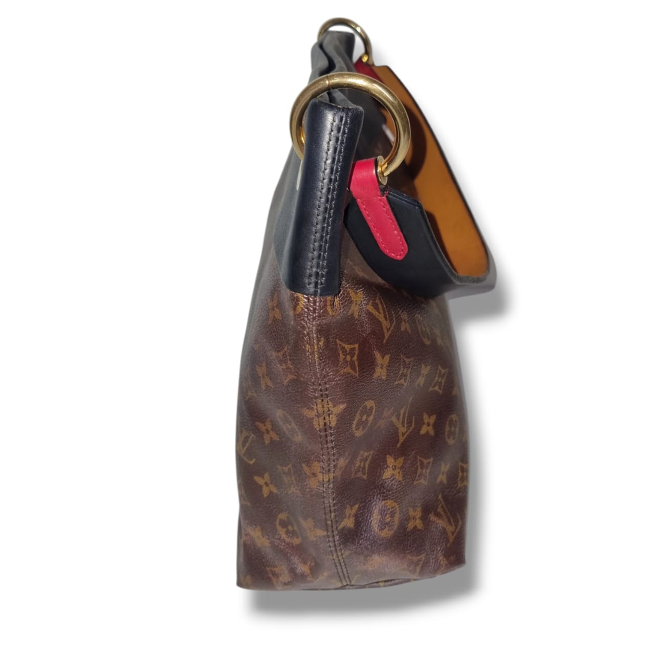 Sac Louis Vuitton Tuileries Hobo Monogram toile marron cuir noir occasion
