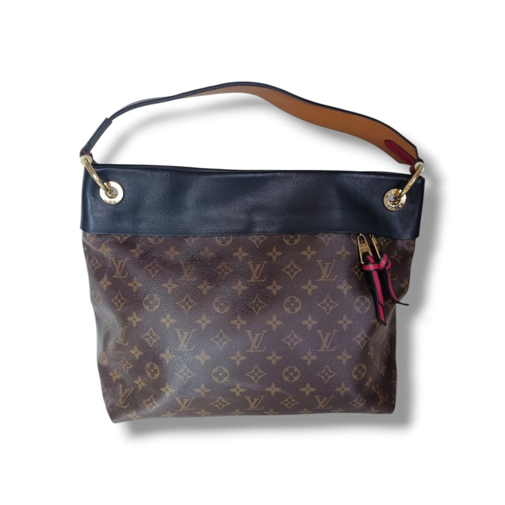 Sac Louis Vuitton Tuileries Hobo Monogram toile marron cuir noir occasion
