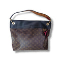Sac Louis Vuitton Tuileries Hobo Monogram toile marron cuir noir occasion
