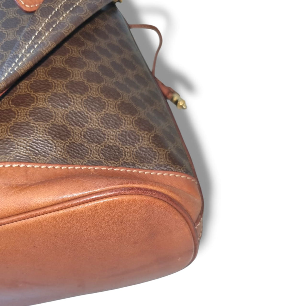 Sac seau Céline Macadam vintage en toile marron monogrammée