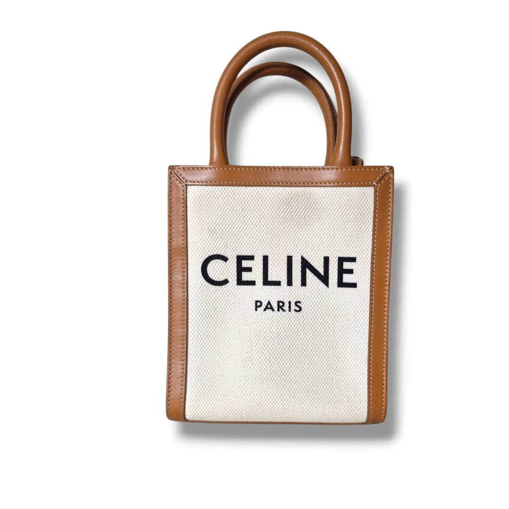 sac Céline cabas vertical mini toile écrue